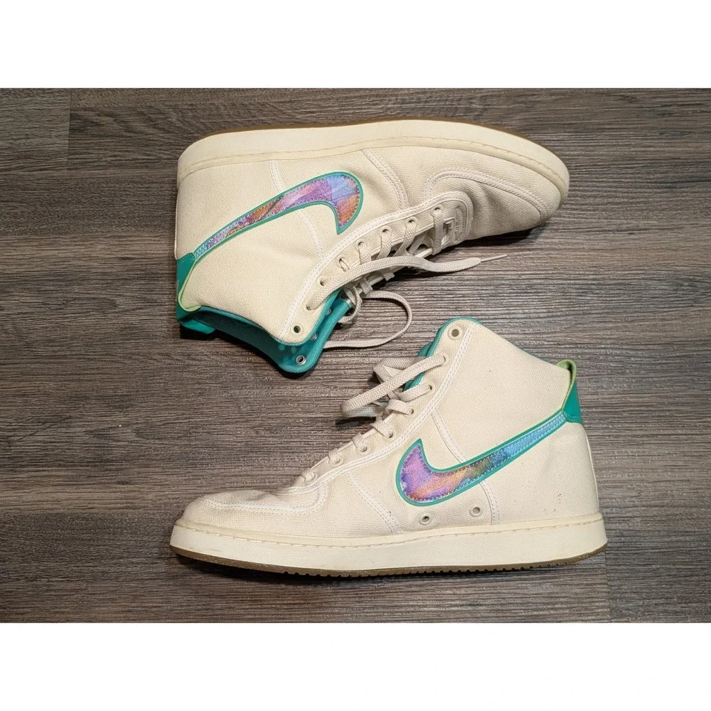 Nike Vandal High Supreme QS Sail White Teal Iridescent Mens 10 AQ5643-100